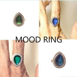 🦋 Teardrop Halo Outlined lndie Moodring Color Changing Adjustable Ring 🦋